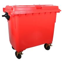 Afvalcontainer 4 Wiel 660 Liter Rood - voor DIN-opname