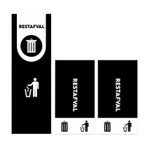 Stickerset 3 stuks voor Afvalbak 87 liter Restafval Zwart