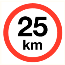 Maximale snelheid 25 km - vinyl sticker 200 mm