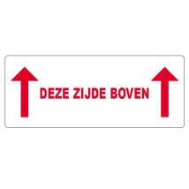 Etiket DEZE ZIJDE BOVEN, Rood 150x60 mm - 500 etiket/rol 