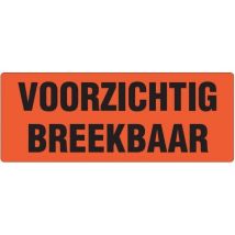 Etiket VOORZICHTIG BREEKBAAR oranje 130x50 mm - 500 etiket/rol