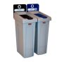 Rubbermaid Dubbel Recyclingstation FR Gesloten (Zwart) / Papier (Blauw) 